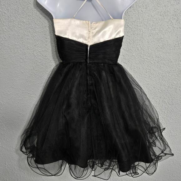 Masqurade Womens Beaded Rhinestone Mini Layered Frilly Ethereal Dress Prom HOCO - Picture 2 of 8